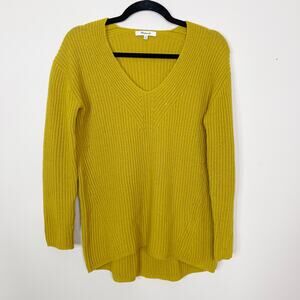 Madewell 2XS Mustard Yellow Woodside Pullover Sweater Merino Wool VNeck XXSmall
